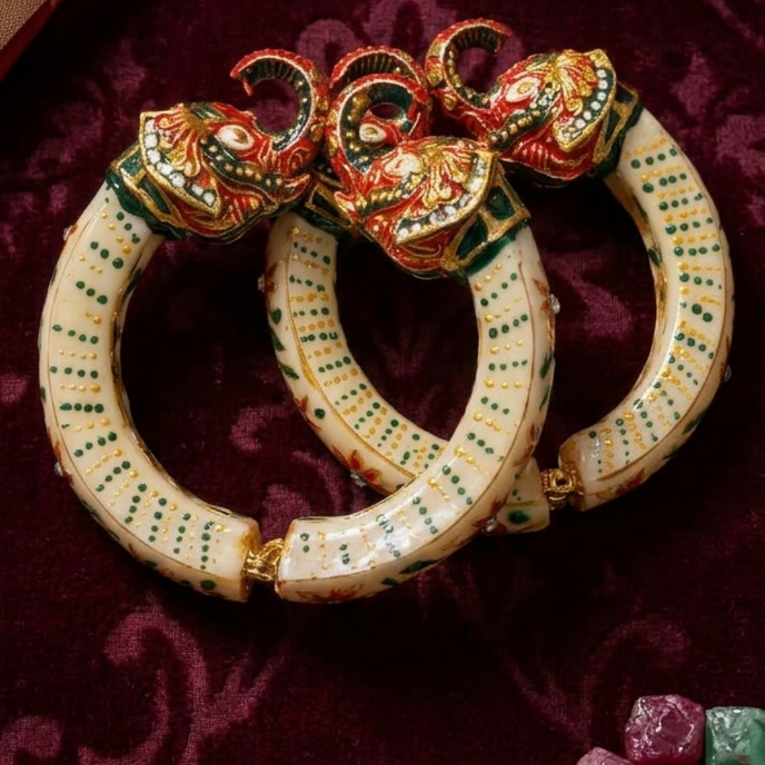Meenakari Ivory Mayur Kada Meenakari Ivory Mayur Kada